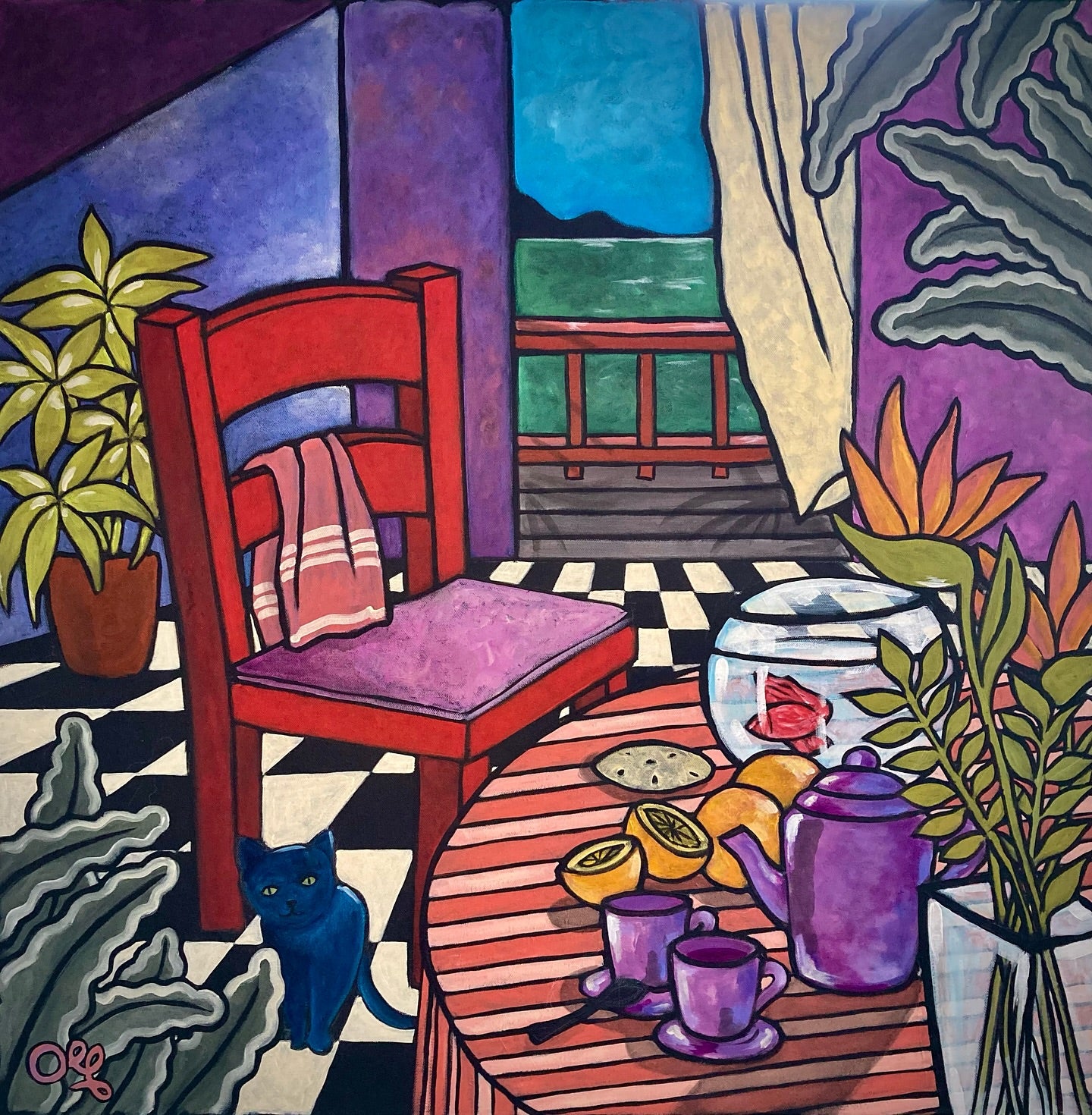 Heure mauve — Toile originale Olf | Acrylique 80×80 cm