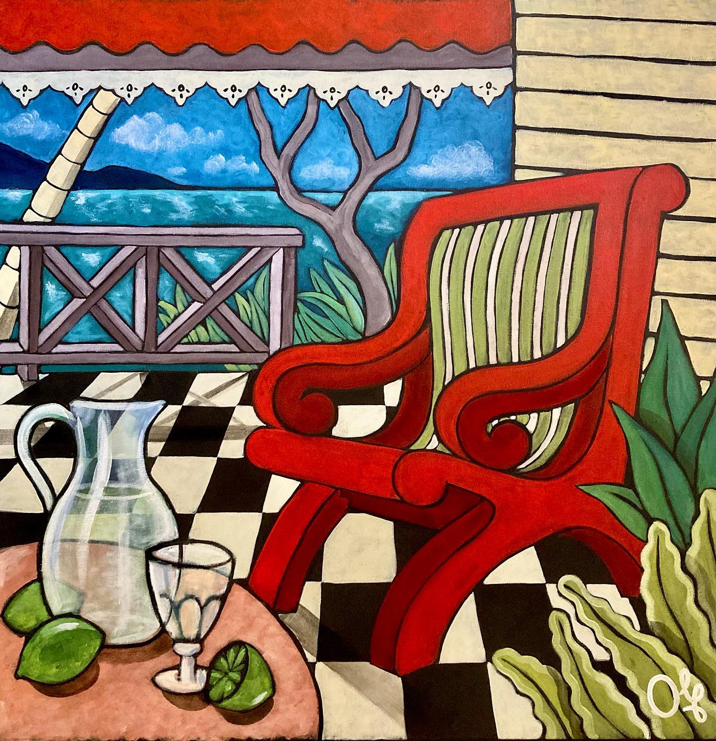 Citronnade créole — Toile originale Olf | Acrylique 80×80 cm