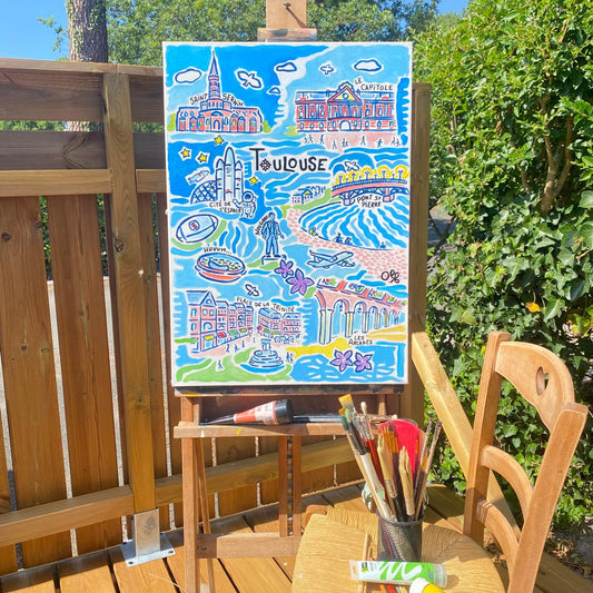 Détail toile Toulouse — peinture acrylique Olf