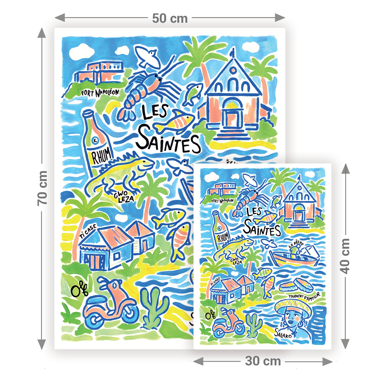 Formats affiche Les Saintes — 30x40 cm et 50x70 cm Olf Art & Affiches