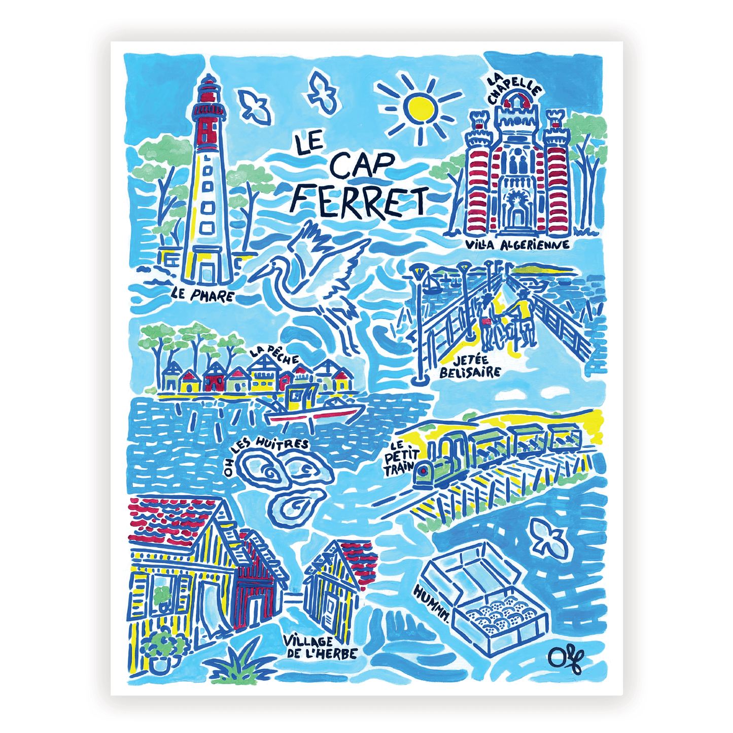 Affiche Cap Ferret | Peinture Olf 30×40 ou 50×70 cm