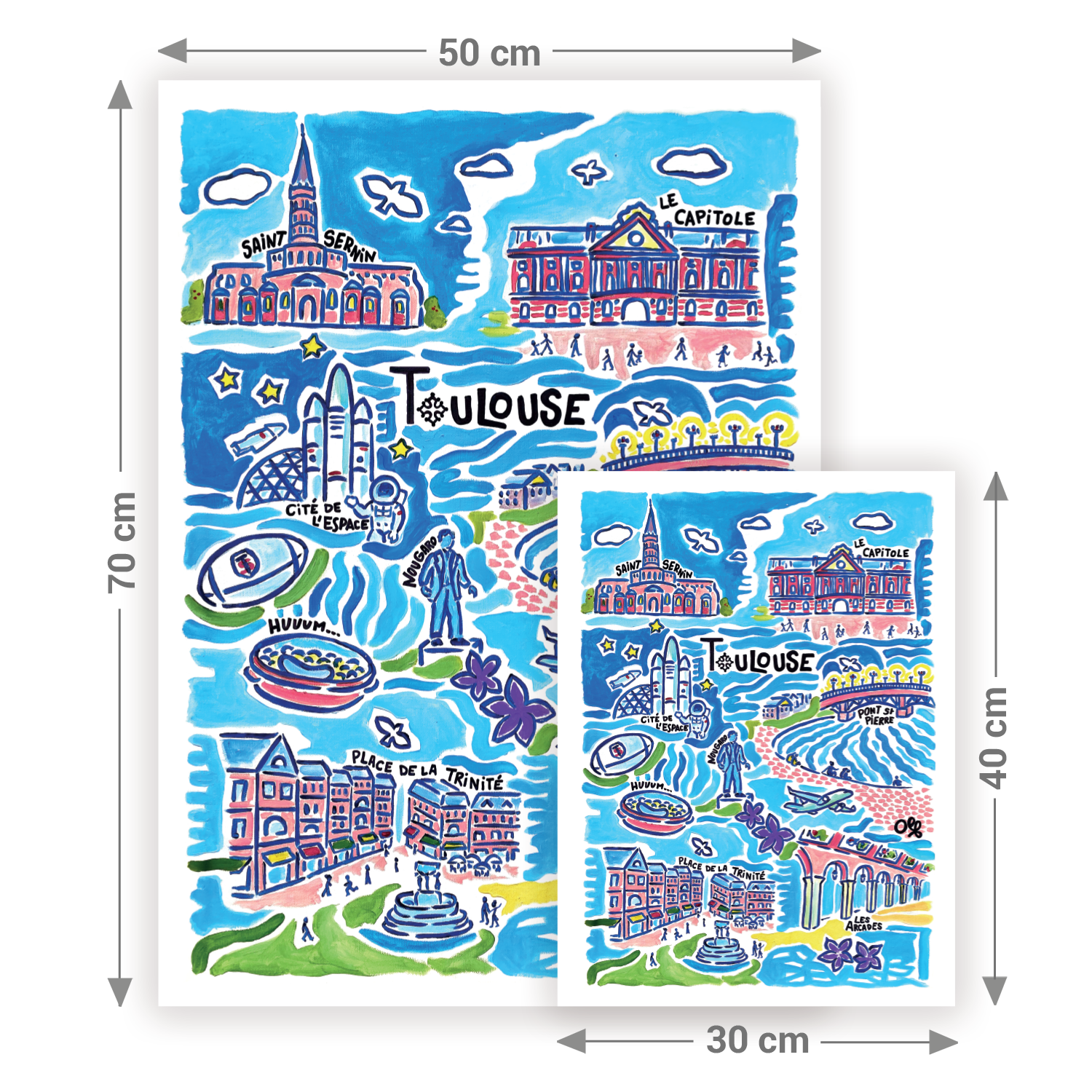 Formats affiche Toulouse — 30x40 cm et 50x70 cm Olf Art & Affiches